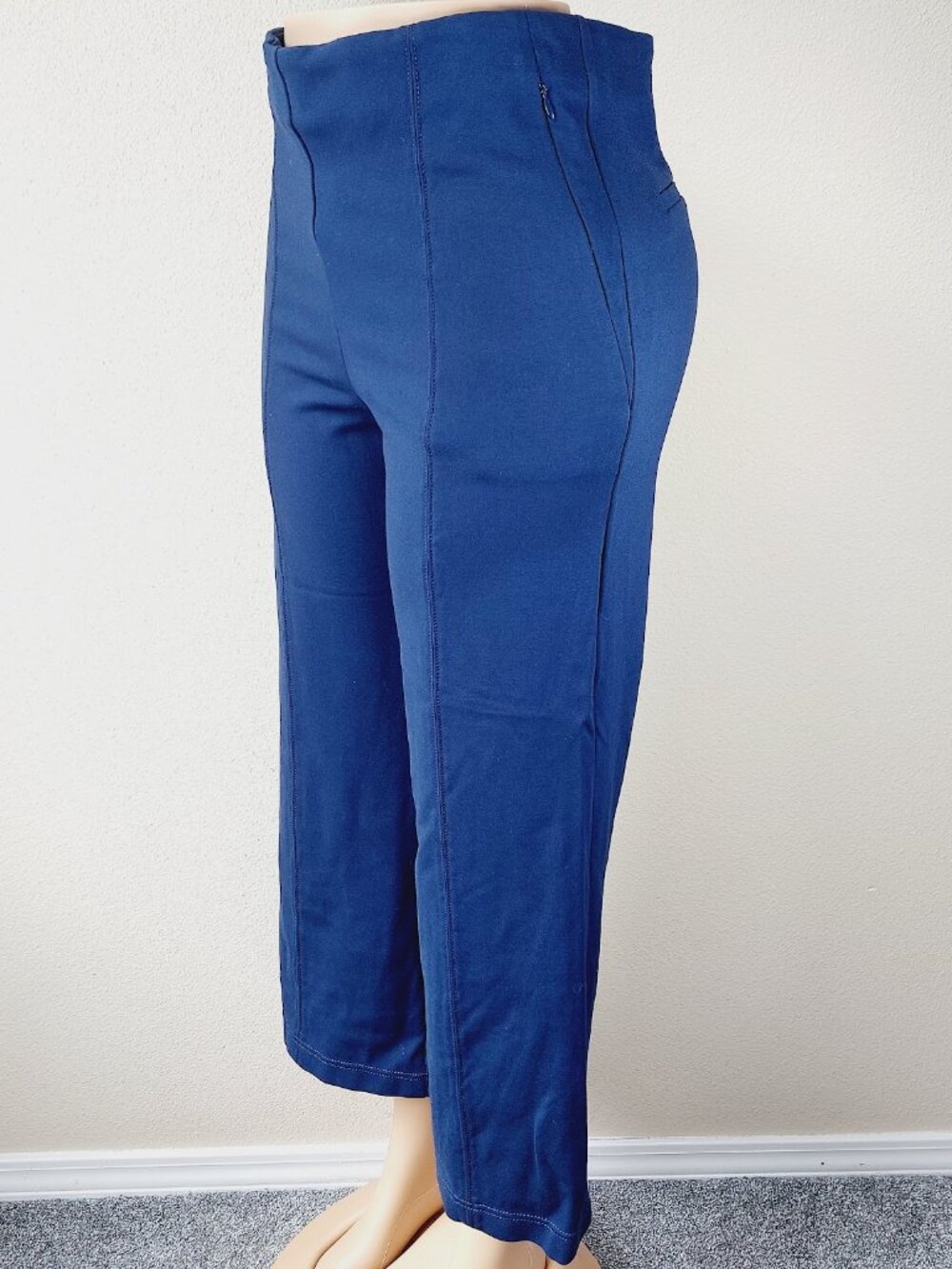 Loft Women's Indigo Blue Waistband Pleated Pull On Wide-Leg Pants Size LP - Picture 5 of 7